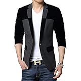 MOGU Men's 1 Button Center Vent Wool Blend Blazer Jacket US Size 42(Tag Asian Size 5XL) Black