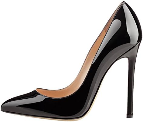 EKS Women's Sitrible High Thin Heel Patent Leather Pointed Toe Pumps