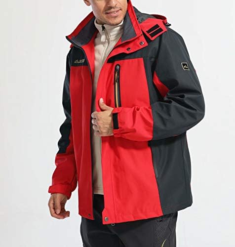 Black hooded jacket with multiple pockets, adjustable features, and water-resistant material.