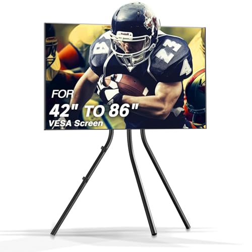 Vibando Tripod TV Stand, Modern Easel TV Stand for 42 to 86 inch Screens, Portable TV Floor Stand An , Height Adjustable TV Display Stand ,Suitable for home studio office(Black)