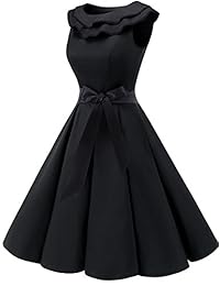 dama de honor Mujer 1950 clásico volantes cuello Swing Rockabilly vestido de fiesta con cinturón