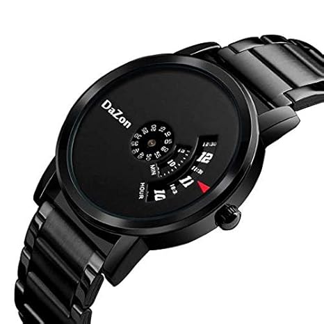 DaZon Orb Turntable Dial Quartz Watch Mens Fashion -Black