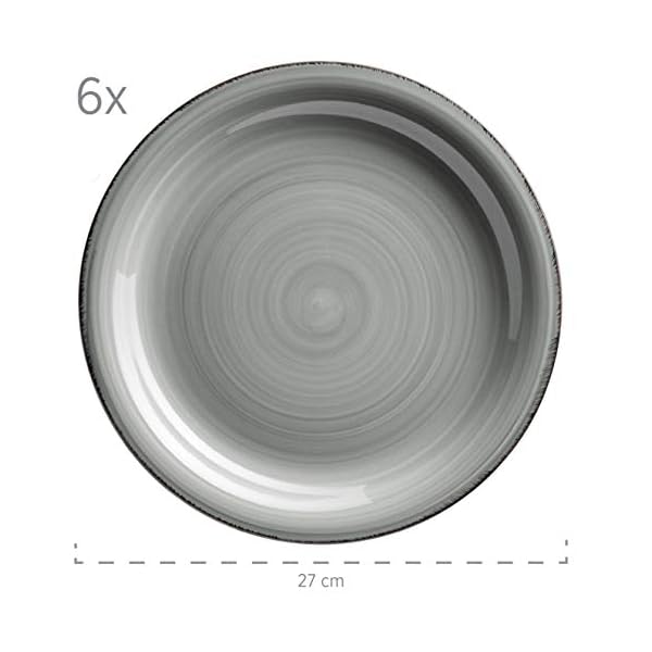 MASER-931875-Bel-Tempo-II-Plate-Set-for-6-People-in-Modern-Vintage-Look-18-Piece-Dinner-Service-Hand-Painted-Ceramic-Tableware-Service-Stoneware-Smoke-Blue MÄSER 931876 Bel Tempo II Plate Set for 6 People in Modern Vintage Look, 18-Piece Dinner Set, Hand-Painted Ceramic…