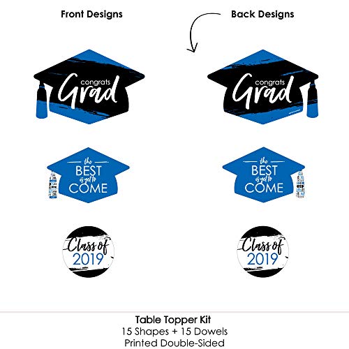 3 Blue+Grad+Graduation+Centerpiece+Toppers