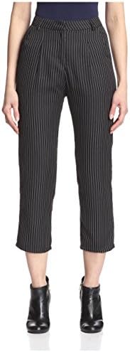 Six Crisp Days Women's Classic Tailored Trousers, Black Pin Stripe, S