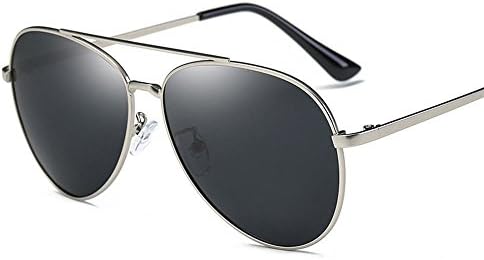 Polarized Sunglasses for Men and Women Alloy Full Frame Goggle Eyewear, Silver_Black