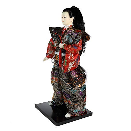 lachineuse - Japanese Samurai Kimono Doll - Traditional Asian Doll 30cm - Japanese Decoration Living Room - Geisha Figurine - Handmade - Home Decor Asia Japan