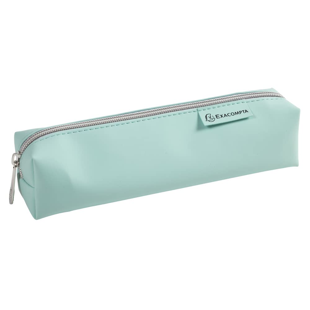 Exacompta - Ref. 52580E - 1 Aquarel square pencil case - made of soft-touch rubber polyurethane - polyester lining - dimensions 22.5 x 5 cm - random colours