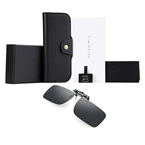 Clip on Polarized Sunglasses For Driving - Flip Up Rimless Sunglasses for Prescription Glasses (Grey-1, 2.4)