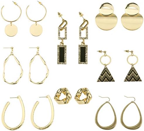 Coolcoco Fashion Luxury Metal Dangle Tassle Gold Earrings for Women Girls Lady (8 Pairs/Set)
