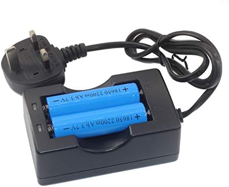 High Power 3.7V Batteries 18650 and UK Charger Kit, Powerful Batteries for LED Head Torches/Headlamps/Flashlights/Video Doorbells, Not for E-cigs