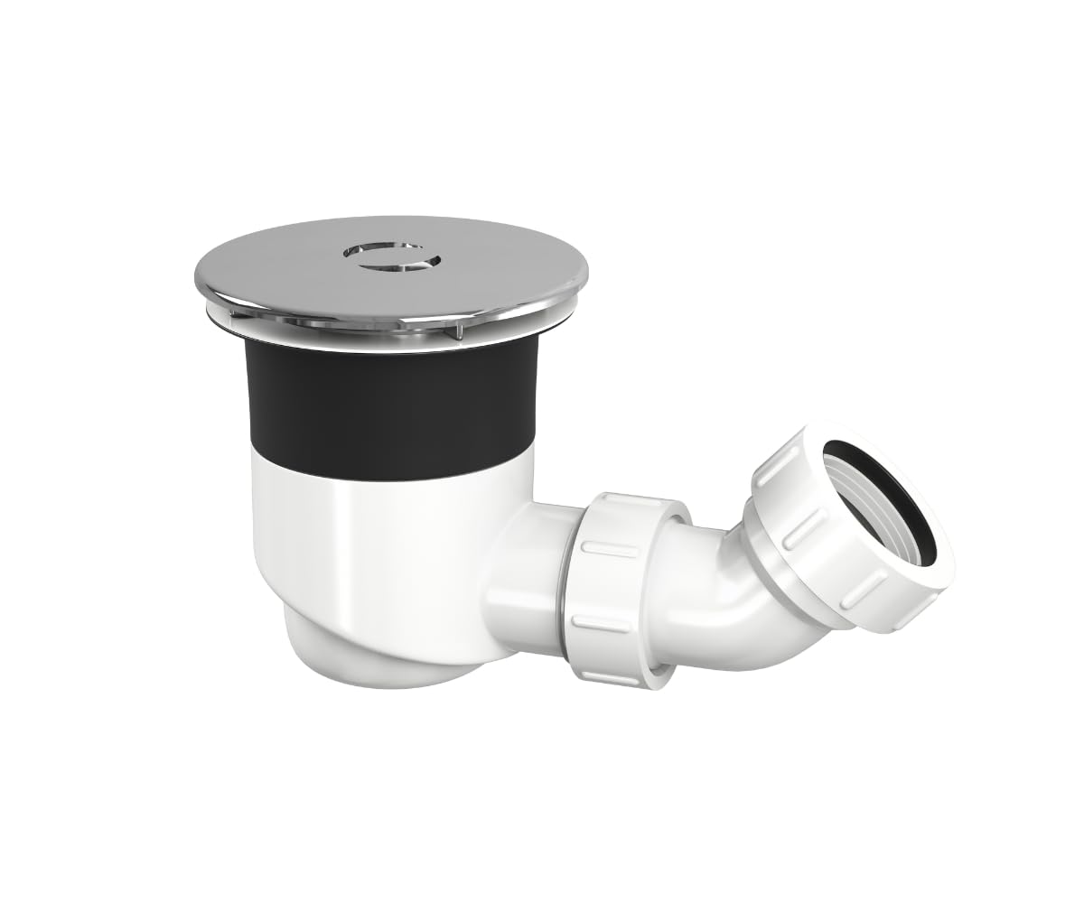 Top Fix Shower Tray Waste – 90mm Shower Trap with Cover | Easy DIY Installation | Watertight Seal, Drop-In Assembly Shower Drain – Leak-Proof & Durable Design (Chrome)