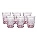 Colored Water Glass Vintage- Pressed Pattern 8 Ounce Wedding Wine Glass, Set of 6-Solid Glass Color(Pink)