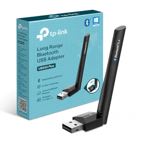 TP-Link UB500 Plus Mini USB Bluetooth 5.0 Adapter Dongle for PC Laptop Desktop Computer Support Windows 11/10/8.1/7, Plug & Play for Windows 11/10/8.1