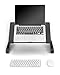 Portable Adjustable Aluminum Laptop Desk/Stand/Table Vented w/CPU Fans & EXTRA LARGE Mouse Pad Side Mount-Notebook-Macbook-Light Weight Ergonomic TV Bed Lap Tray Stand Up/Sitting-Black