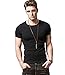 XShing Cotton Men's T-Shirt Comfort-Soft Fitness Crew-Neck T-Shirts (M, Black)