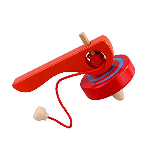 Wooden Spinning Tops Gyroscope Pegtop With Handle Pull String Wire,can