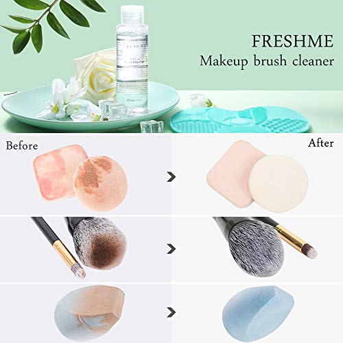 Makeup Brush Sponge Cleaner Set - Instantly Deep Wash Cleanser Shampoo Portable Cosmetic Cleaning Mat Kit Cruely Free Perfect Professional Solution Tools Protect Silicone Scrabber Board Pad, 3.5 OZ