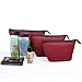 Cosmetic Bag,3 Pieces Portable Nylon Makeup Toiletry Travel Bag by EASTERN TIME(Winered)