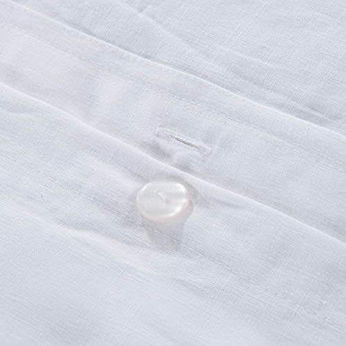 meadow park Stone Washed French Linen Duvet Cover Set 2 Pieces - Super Soft, Twin Size - 68 inches x 90 inches -Sham 20 inches x 26 inches, Basic Style, White Color - Thumbnail 3