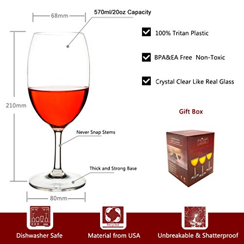 MICHLEY Unzerbrechlich Tritan-Kunststoff weinglaeser, rotwein trinkglas, gläser fur Camping Party, BPA-frei 570 ml… – Bild 5