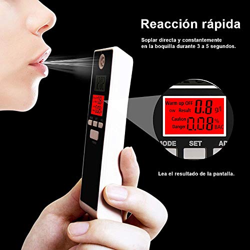 bedee Probador de Alcohol en Aliento Profesional de Alta precisión - Alcoholímetro portátil Detector de Alcohol Digital
