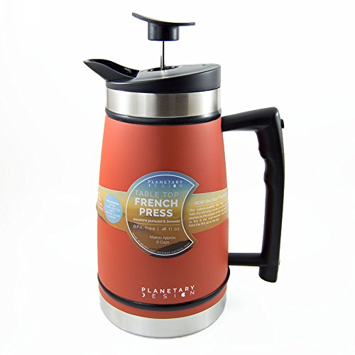 French Press Tabletop Coffee and Tea Maker Stainless Steel (48 oz, Red Rock)