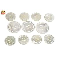 Set of 11 Premium Ivory Off-White Genuine Mother of Pearl Buttons for Sport Coats, Blazers, and Suit Jackets