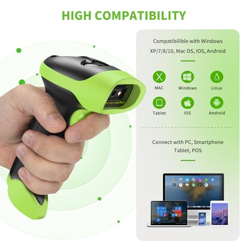NetumScan Wireless USB Barcode Scanner Bluetooth 1D 2D QR Barcode Reader Portable Compatible with Computer for Pos System, Supermarket, Warehouse, Retail Store NSL8BL