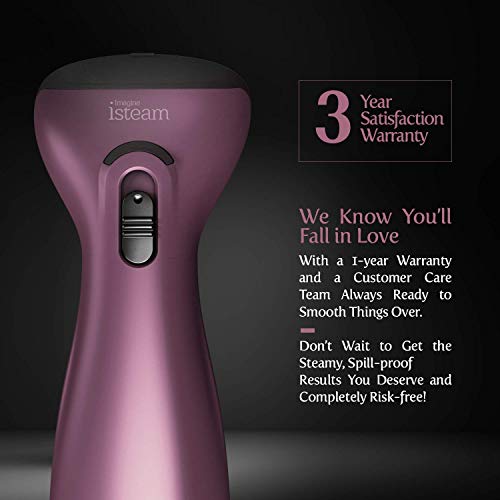 iSteam Steamer for Clothes [Luxury Edition] Powerful Dry Steam. Multi-Task: Fabric Wrinkle Remover- Clean- Refresh. Handheld Clothing Accessory. for All Kind of Garments. Home/Travel [220V Pink] - Thumbnail 3