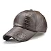 Melii Men Vintage Adjustable Leather Baseball Cap Plain Sports Outdoor Windproof Warm Hat, Deep Coffee, One Size