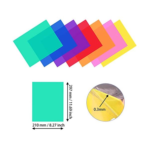 DECARETA 14 Stück Farbfolien Gel Farbfilter Filter Transparente Farbige Farbfilm Folie für Foto Studio Strobe Blitz LED Licht Scheinwerfer – Bild 7