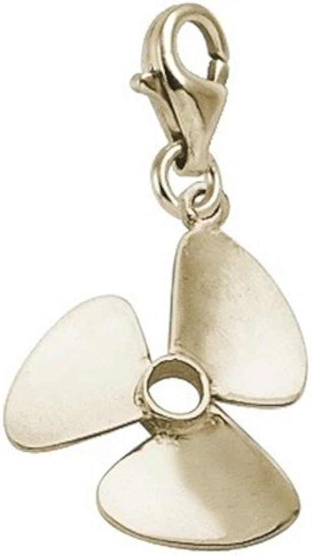 10k Yellow Gold Propeller Charm With Lobster Claw Clasp