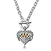 Inspired Silver Autism Awareness Pave Heart Toggle Necklace Clear Crystal Rhinestones