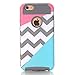 iPhone 5 Case,iPhone 5S Case,LUOLNH [2in1] Heavy Duty Hybrid Hard Case for Apple Iphone 5/5s ,Blue Mint Teal and Coral Pink Split Chevron Design Cover (Gray)