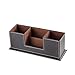 UnionBasic 4 Compartment Desk Organizer - Dual Pen Holder - Card/Pen/Pencil/Mobile Phone Office Supplies Holder (Coffee)
