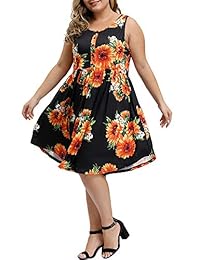 Allegrace Vestido sin mangas para mujer con botones, cuello en V