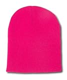 Blank Short Beanie Cap- Many Colors Available , Hot Pink