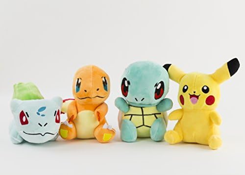 Plush Pokemon Toys (4-Pack) - 6 Inch Stuffed Animal Pokemon Dolls - Pikachu, Charmander, Squirtle & Bulbasaur Plush Figures | DK Reserve Toys