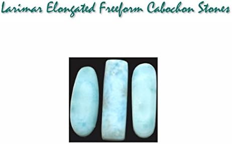RARE Genuine Larimar Elongated Freeform Cabochon Stones for Jewelry Making (Pkg of 3 stones), UNDRILLED