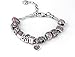 Yeshan 12pcs Antique Silver Crystal Rhinestone Birthstone Bead Charm Spacer with a Snake Chain Charm Bracelet Free,pink