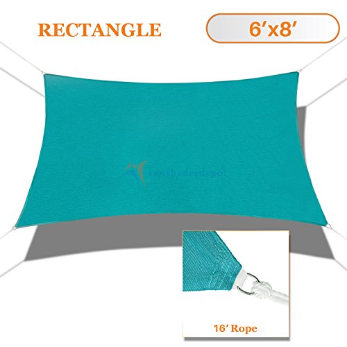 Sunshades Depot 6′ x 8′ Sun Shade Sail Square Permeable Canopy Turquoise Green Custo ...