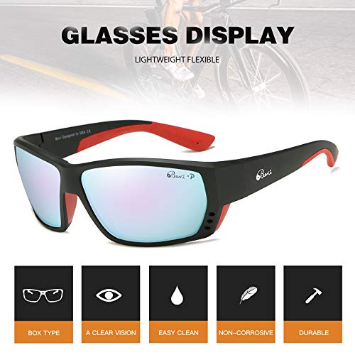 Bevi Polarized Sports Sunglasses Ultralight TR90 Frame Glasses Flexible and Durable for Men