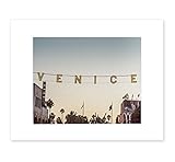 California Venice Beach Sign Wall Art, Iconic Landmark in Los Angeles, Urban Industrial Decor, 8x10 Matted Photographic Print (fits 11x14 frame), Venice Sunset'