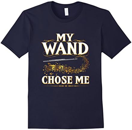 Men's My Wand Chose Me T-Shirt Funny Quote Flute Woodwind Wizard Small Navy