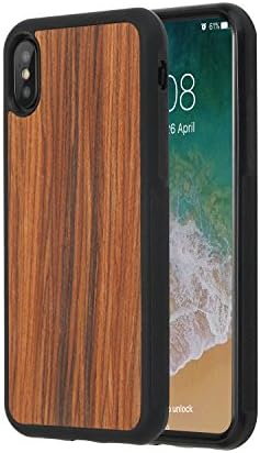 iPhone X Wood Case, Ecante TPU Rubber Bumper Non Slip Shockproof with Real Solid Wood Case for Apple iPhone X