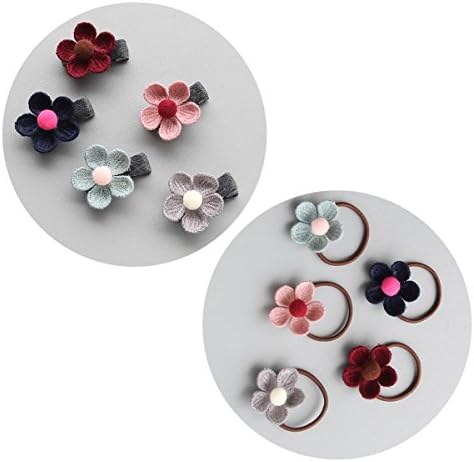 Pengduo 10pcs Baby Girls Hair Bows, Hair Clips, Hair Tie Bands Ropes Wool flower