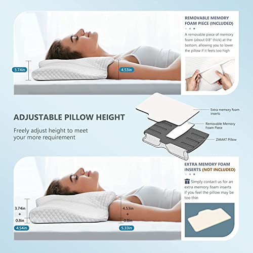 ZAMAT Adjustable Cervical Memory Foam Pillow, Odorless Neck Pillows for