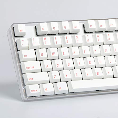 Qisan Mechanical Gaming Keyboard 100% Full Size 108 Keys Crystal Case GATERON Brown Switch PBT Dye-subbed Keycaps Red Font with White Backlight Magicforce