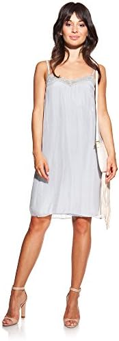 Laura Moretti - Silk dress colour pearl strapless and brilliant fabric strip, One Size, Perla